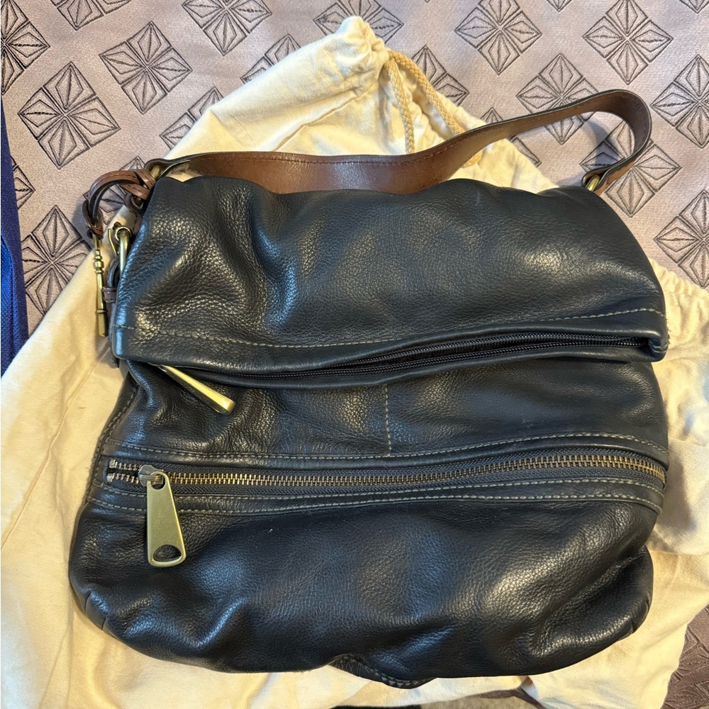Brown and Black Leather Bag